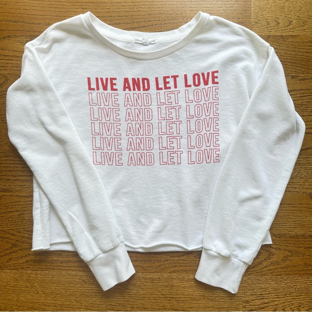 Grayson/Threads Sleepwear Girls XS white long sleeve White pajama  Top red words